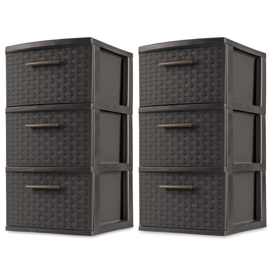 Sterilite Corporation 3 Compartment 3 Drawers Brown Stackable Plastic