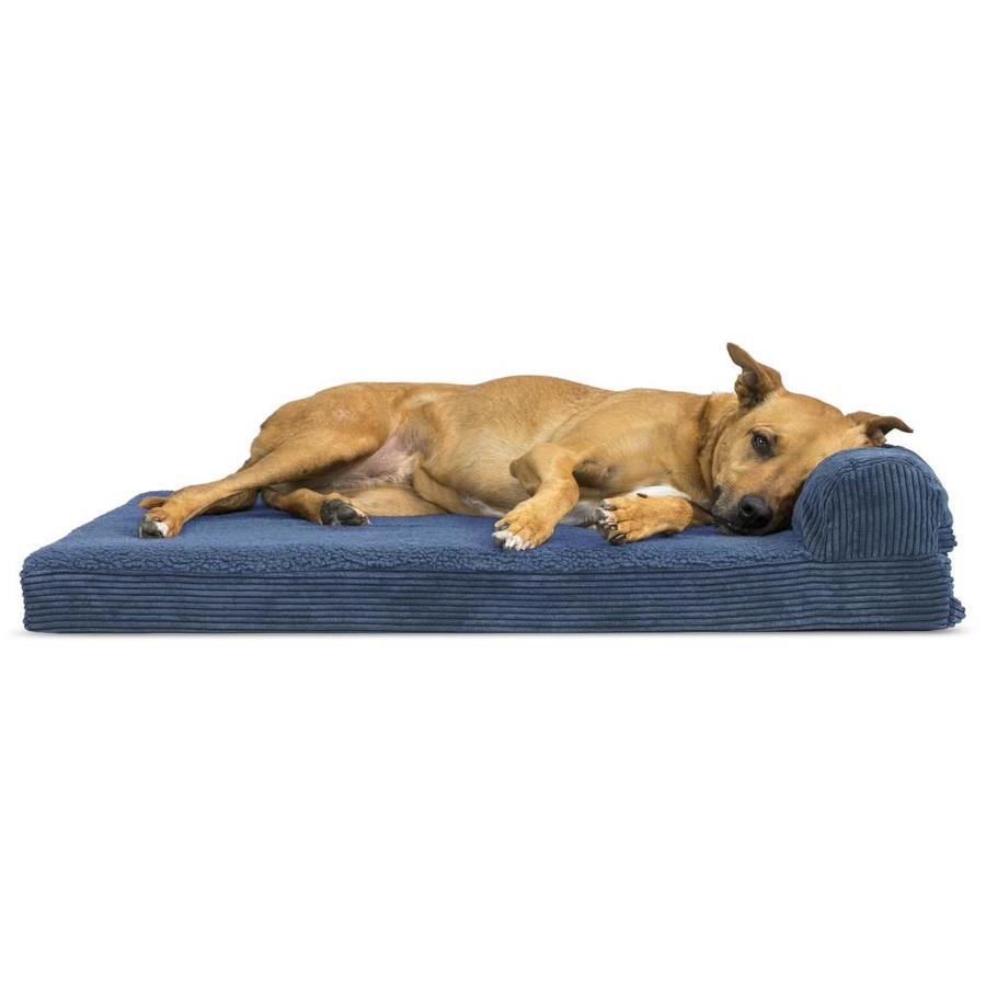 FurHaven Navy Blue Polyester Rectangular Dog Bed (Large) in the Pet