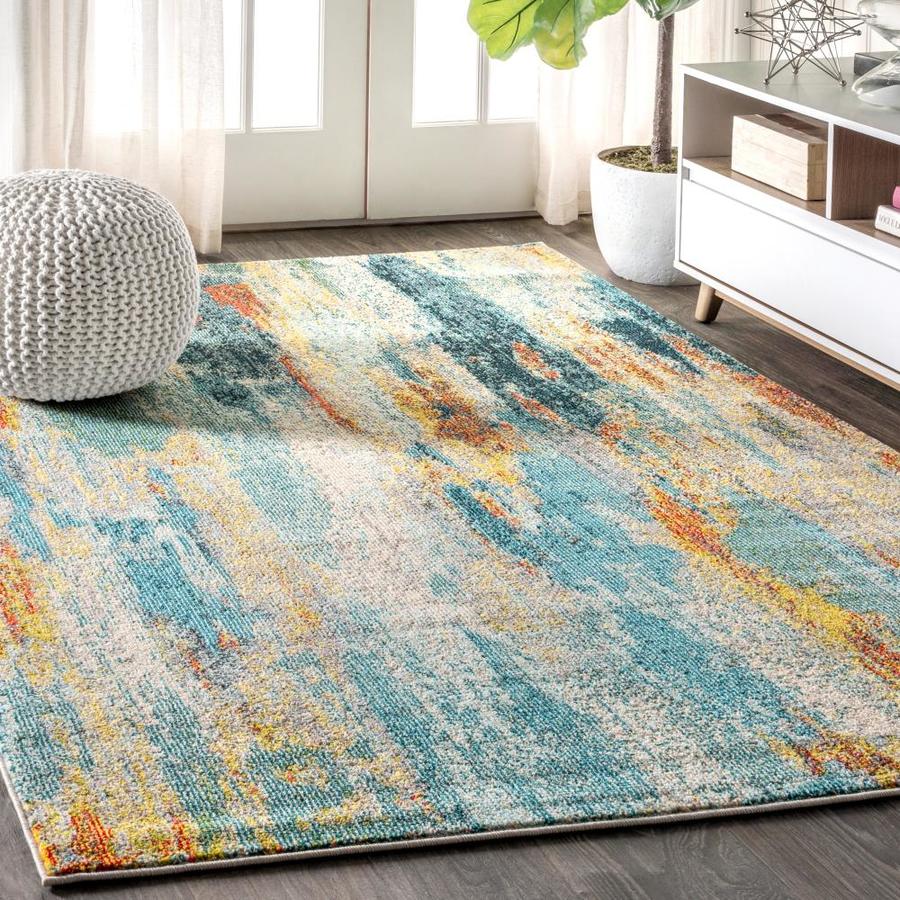 JONATHAN Y Contemporary POP 5 x 8 Blue/Cream/Yellow Square Indoor