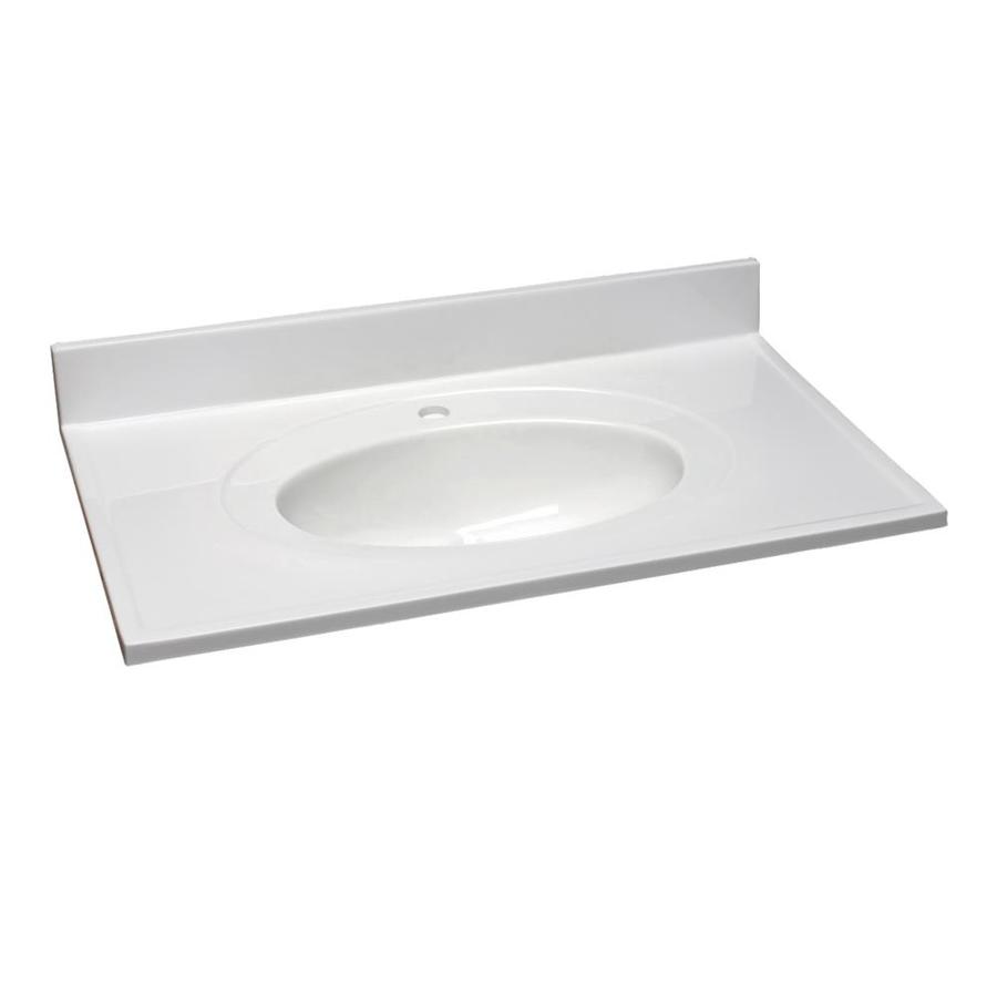 Design House 37in Solid White Cultured Marble Single Sink Bathroom