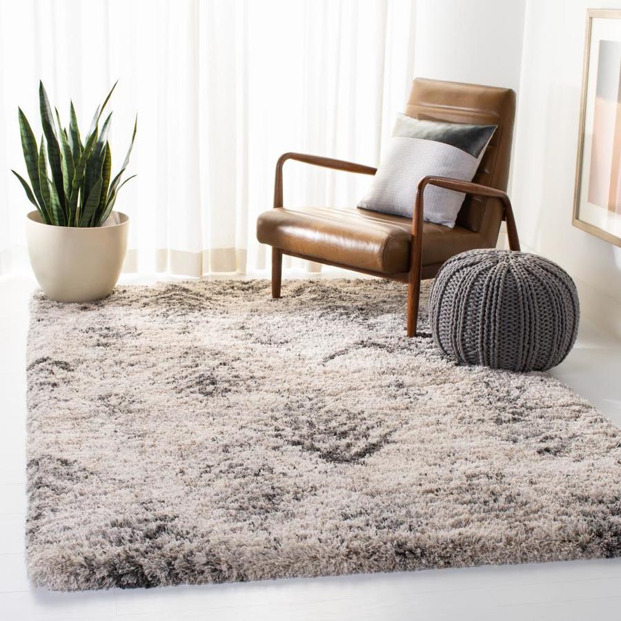 Safavieh Iceland Kicki Shag 9 x 12 Cream/Gray Indoor Abstract Area Rug