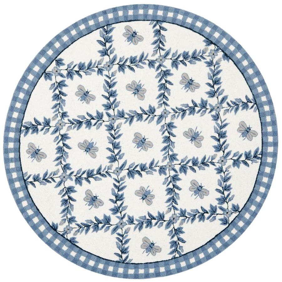 Safavieh Chelsea Stratford Ivory/Blue Round Indoor ... (675 x 675 Pixel)