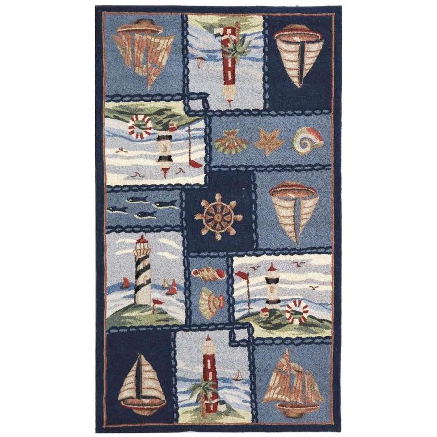 Safavieh Chelsea Nautica 3 x 5 Blue Indoor Handcrafted Throw Rug in the