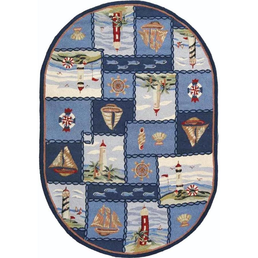 Safavieh Chelsea Nautica 5 x 7 Blue Oval Indoor Handcrafted Area Rug in