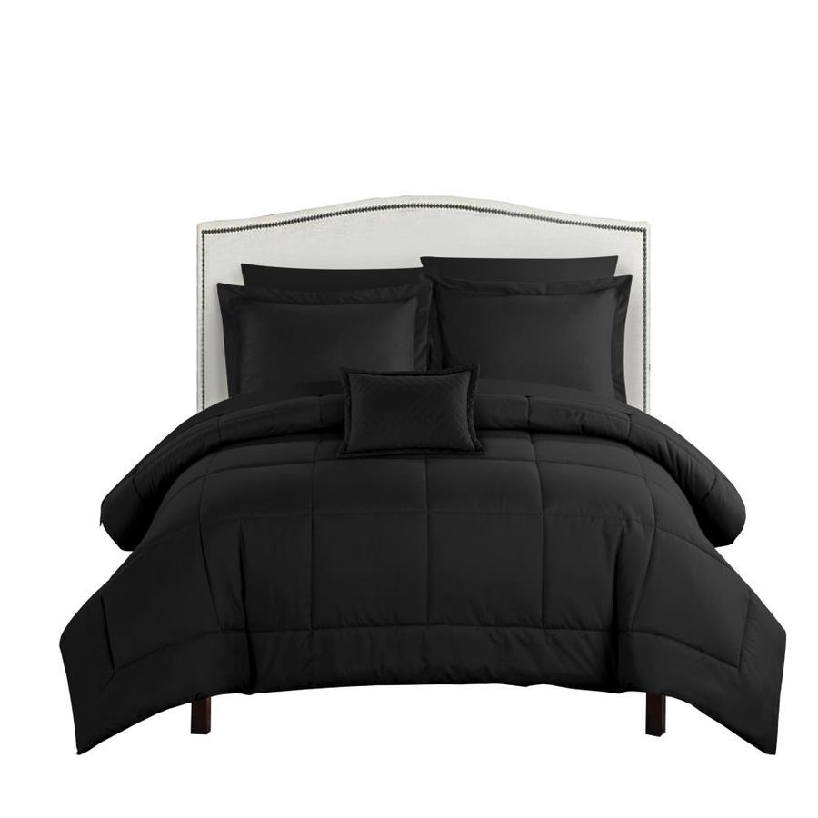 Size queen black comforter sets : chic home design jordyn 6 piece black twin comforter set in the bedding sets department at lowes com