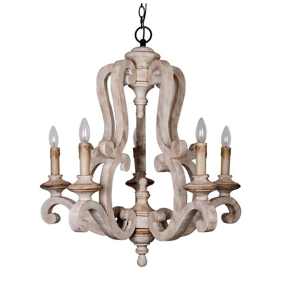 Parrot Uncle 5Light Antique White Farmhouse Chandelier in the