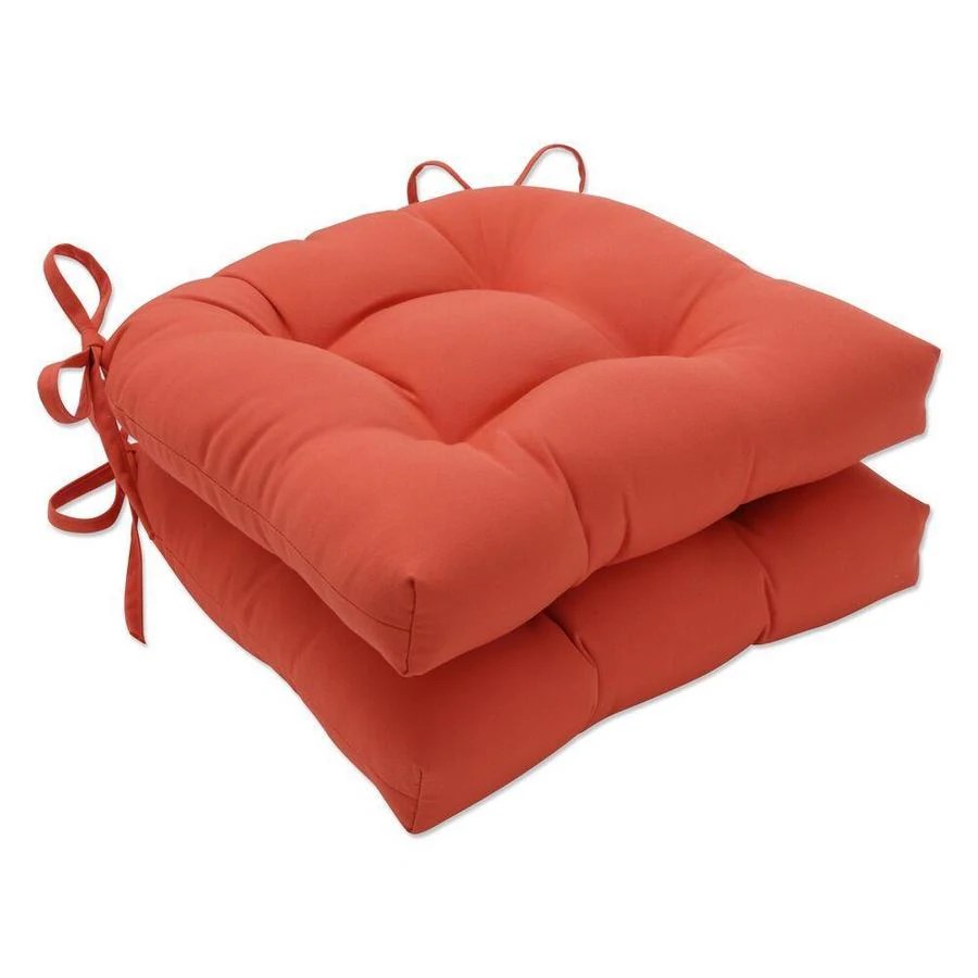 Pillow Perfect Canvas Melon 2Piece Orange Patio Chair Cushion in the