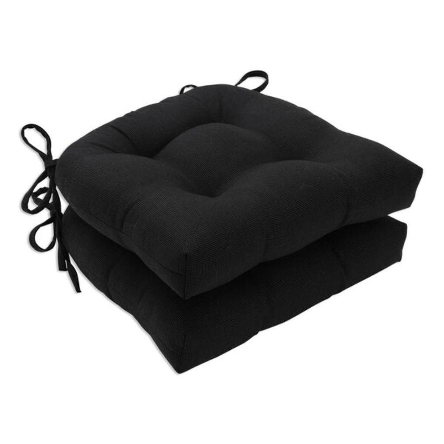 Pillow Perfect Tweed Black 2Piece Black Patio Chair Cushion in the