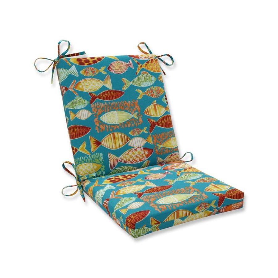 Pillow Perfect Hooked Beach Blue Patio Chair Cushion in the Patio Furniture Cushions department