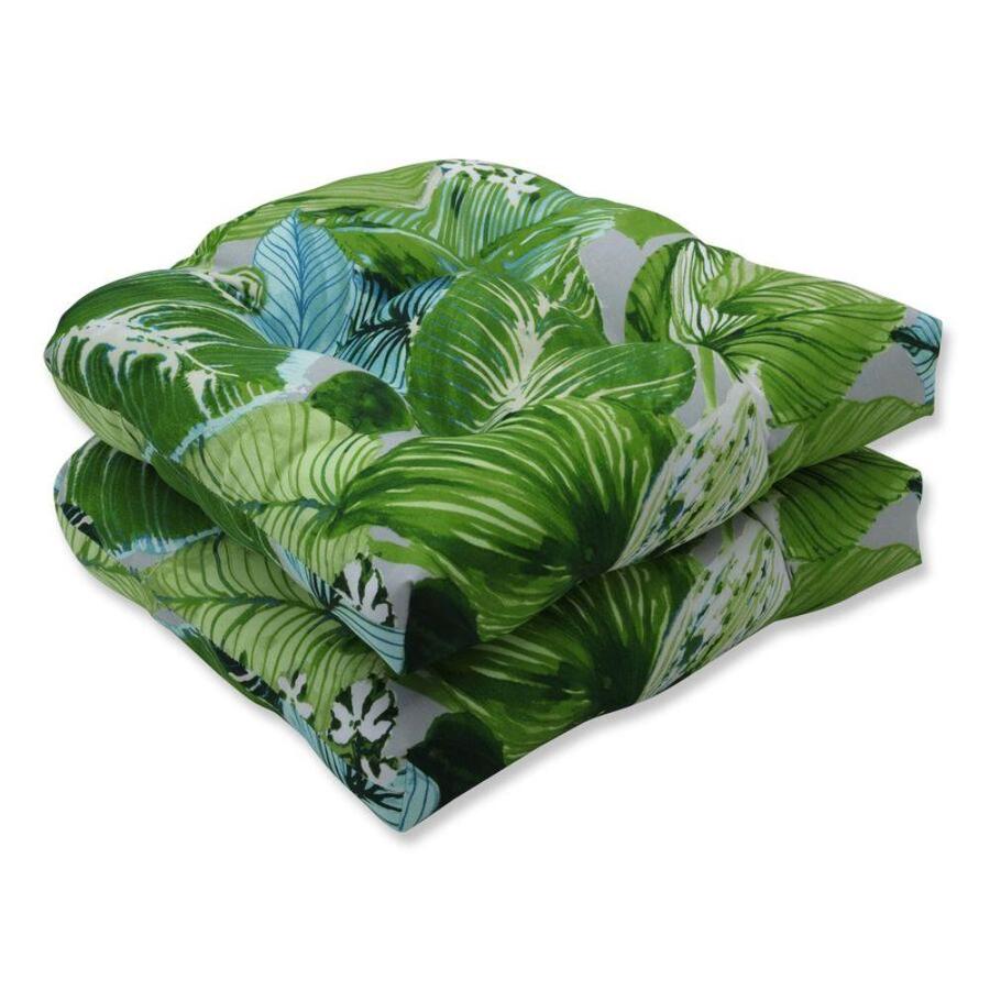 Pillow Perfect Lush Leaf Jungle 2Piece Green Patio Chair Cushion in