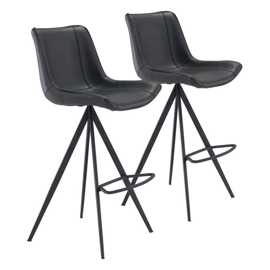 Zuo Modern Aki Black Upholstered Bar Stool in the Bar Stools department