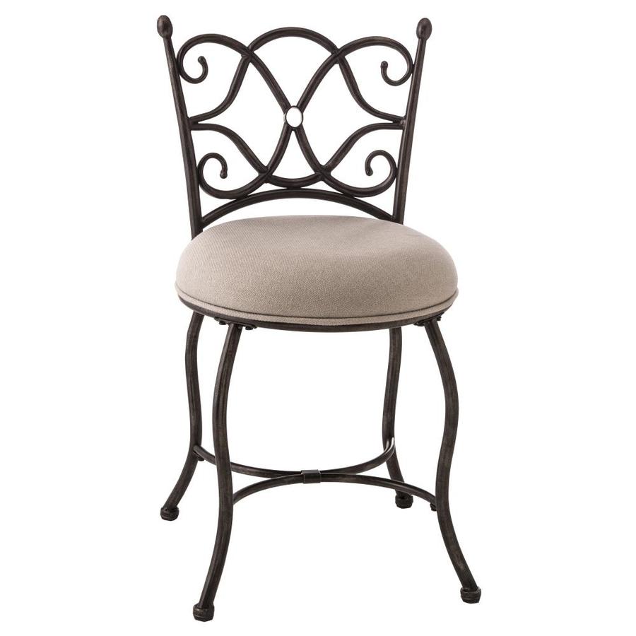 Hillsdale Furniture Gray with Rubbed Black Round Makeup Vanity Stool in the Makeup Vanity Stools