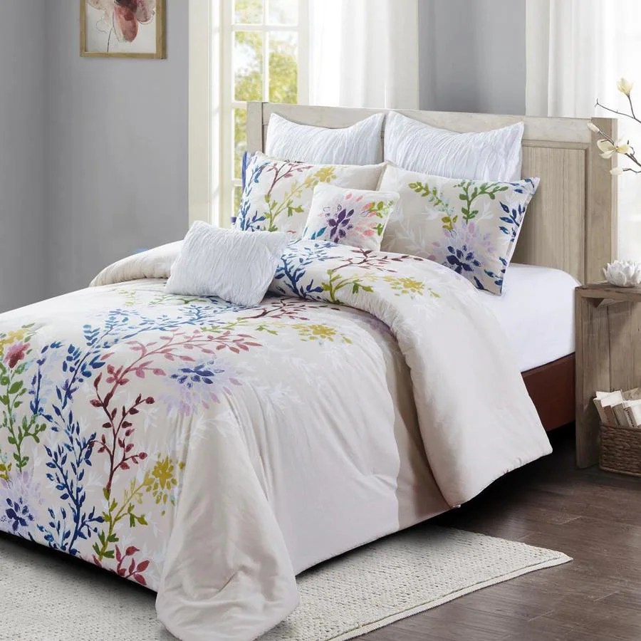 Style Quarters 7Piece Multicolor Floral Queen Comforter Set in the