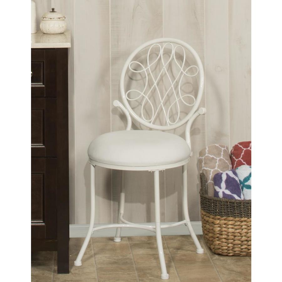 Hillsdale Furniture White Round Makeup Vanity Stool in the Makeup