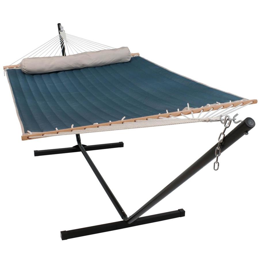 Sunnydaze Decor 2 Person Quilted Fabric Hammock with Stand Freestanding