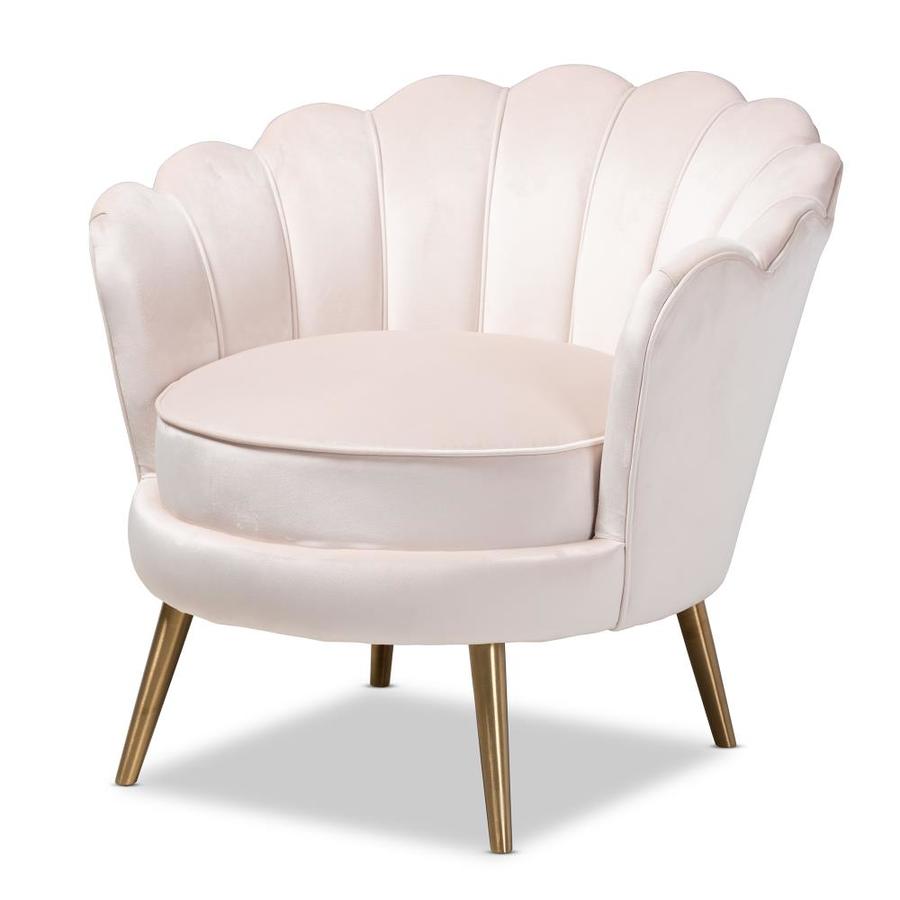 Baxton Studio Cosette Modern Light Beige/Gold Velvet Accent Chair in