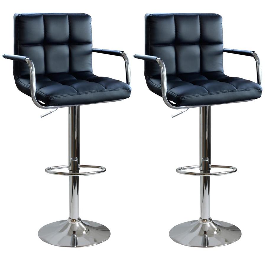 AmeriHome Set of 2 Black Adjustable Height Upholstered Swivel Bar Stool