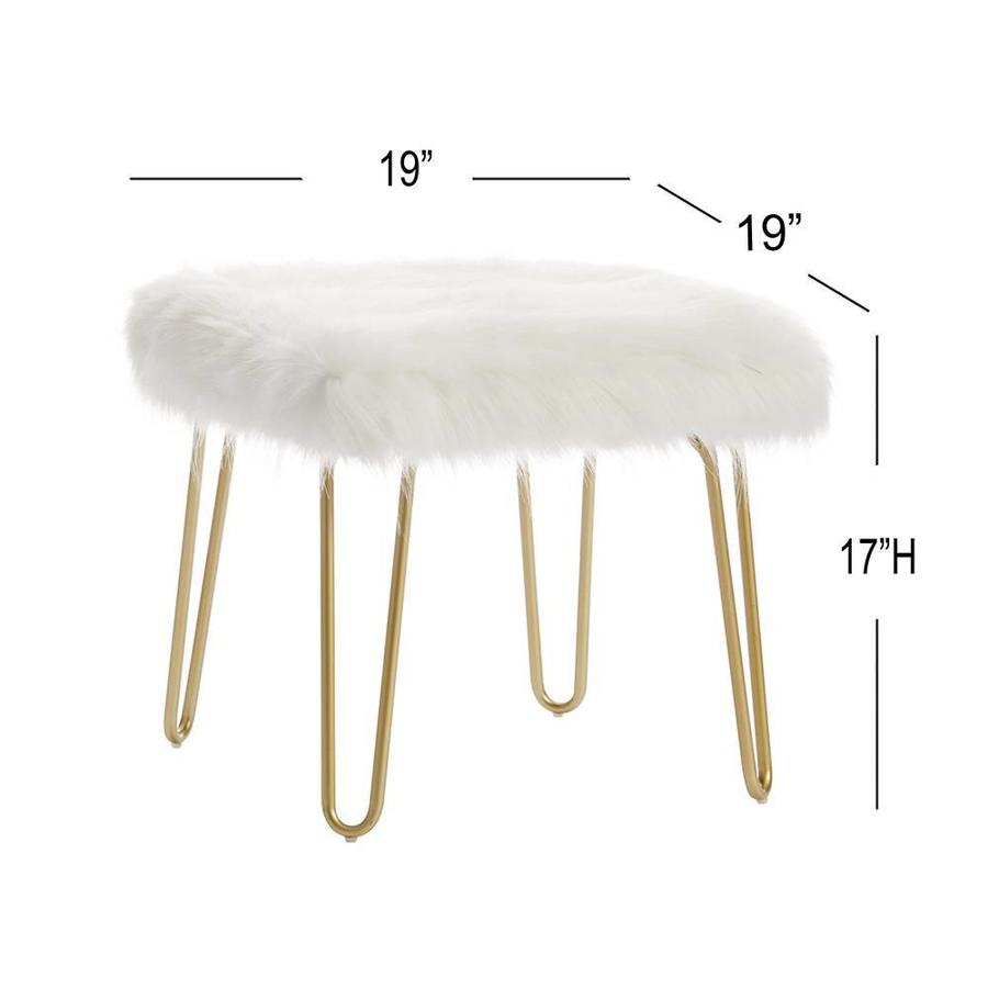 eLuxury Glam White Faux Fur Ottoman in the Indoor Ottomans department at