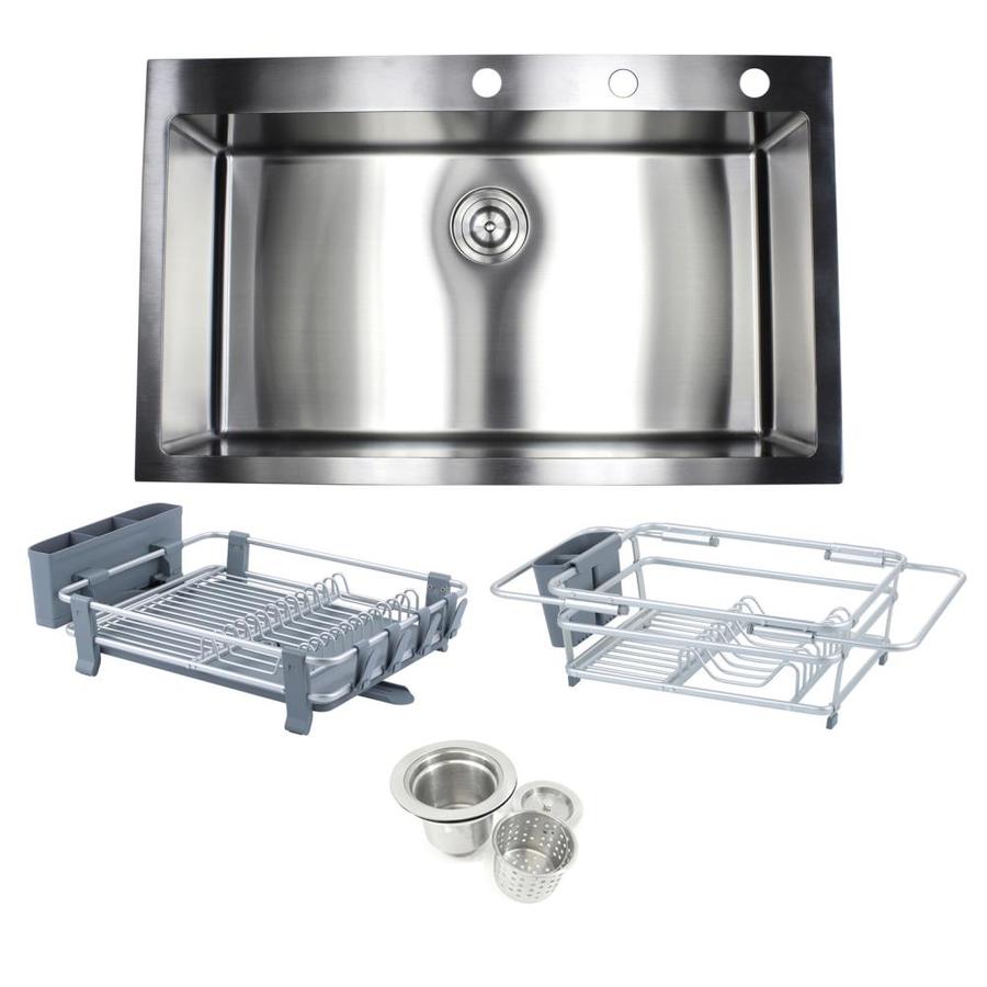 eModernDecor Ariel DropIn 36in x 22in Stainless Steel Single Bowl 3