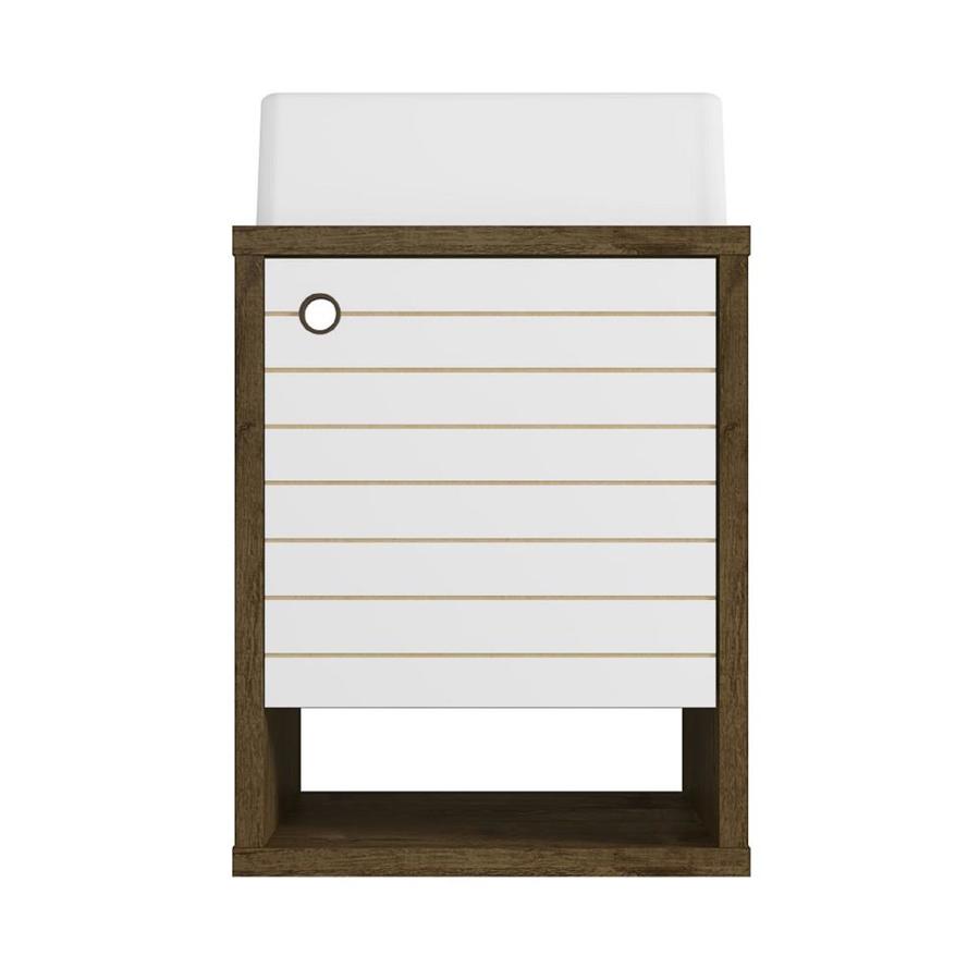 Manhattan Comfort Liberty 18in Rustic Brown and White Single Sink