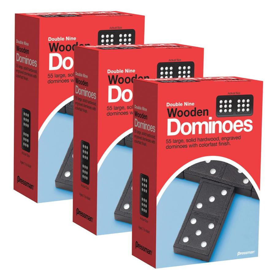 Pressman Double Nine Wooden Dominoes Game, 3 Packs in the Board Games