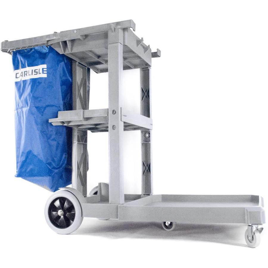 Carlisle Long Platform Janitorial Cart Gray in the Janitorial Carts