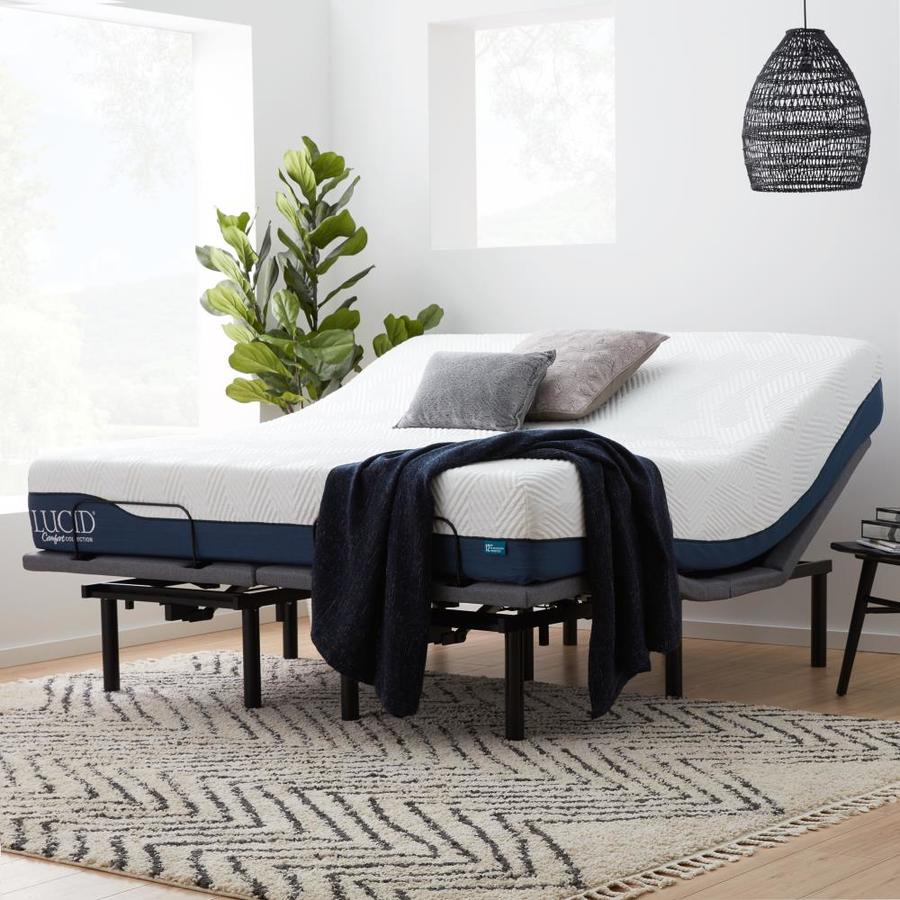 LUCID Comfort Collection Deluxe Adjustable Base 12in Adjustable King Hybrid Mattress in the