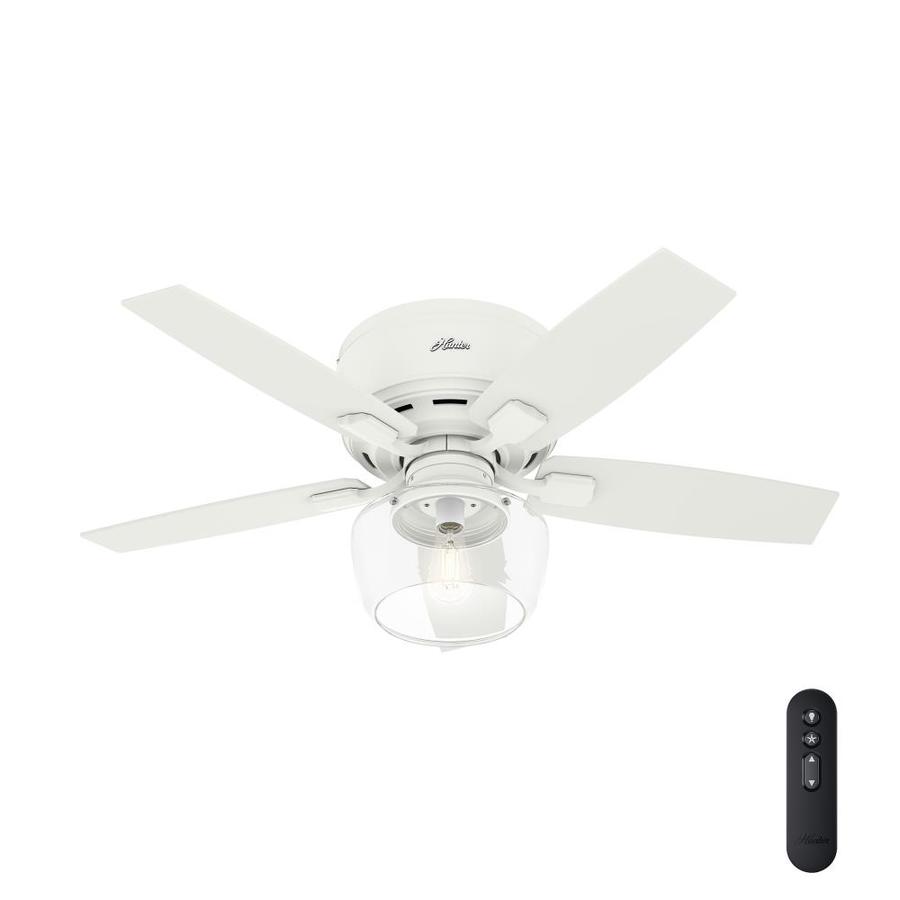Hunter 44in White LED Indoor Flush Mount Ceiling Fan with