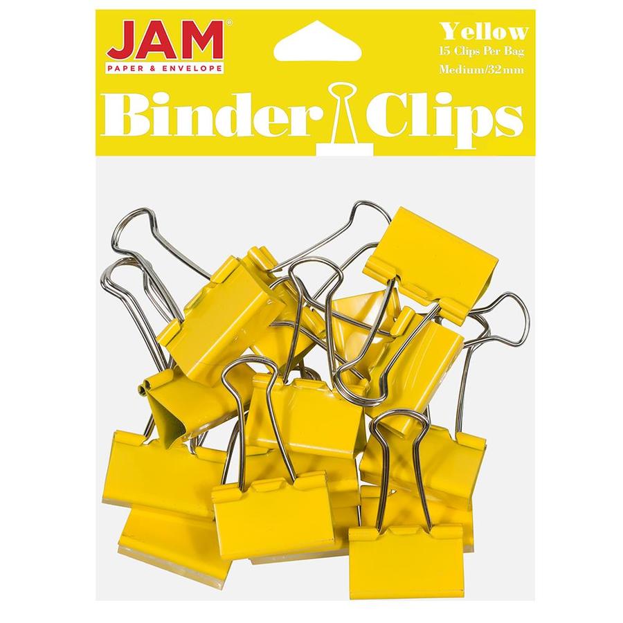 JAM Paper JAM Paper Colorful Binder Clips, Medium, 1.25 in, Yellow