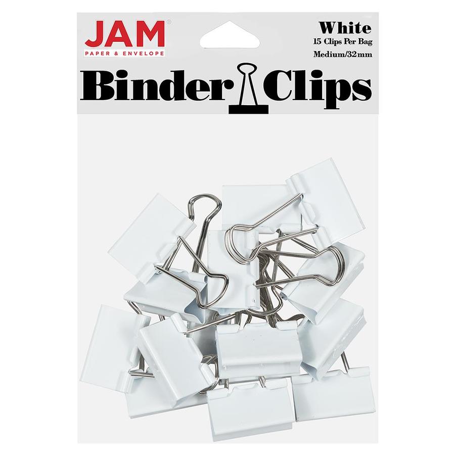 JAM Paper JAM Paper Colorful Binder Clips, Medium, 1.25 in, White