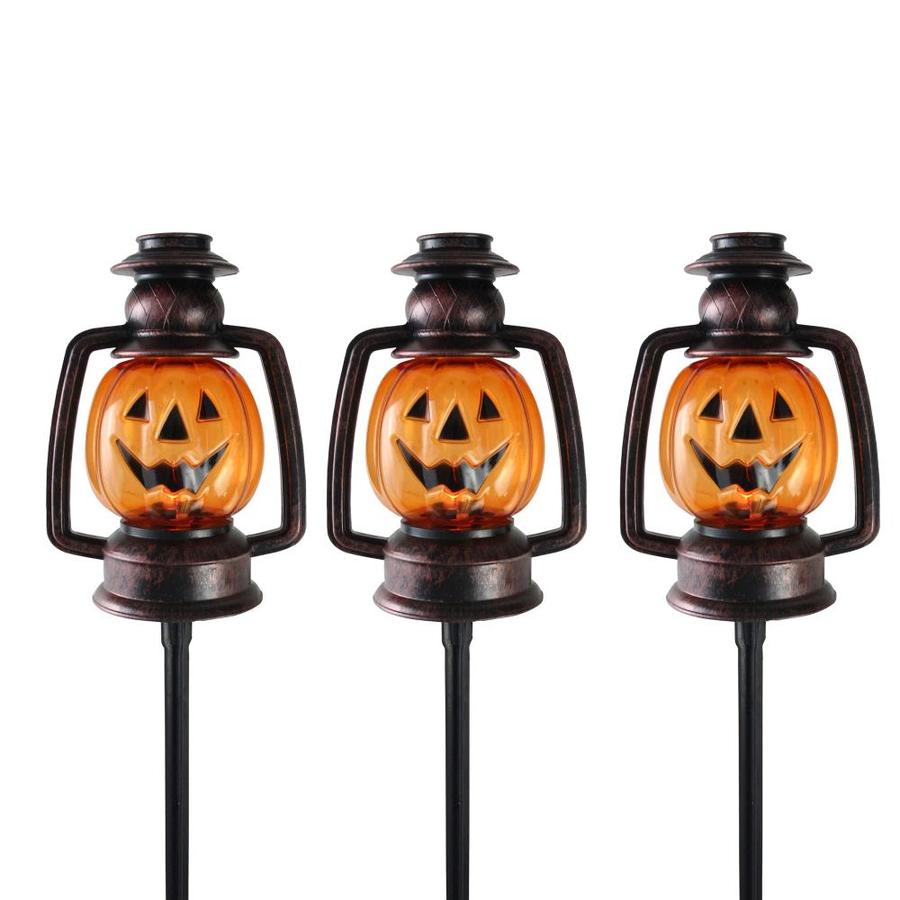 Northlight Set of 3 Orange Flickering Halloween Jack O' Lantern Pathway