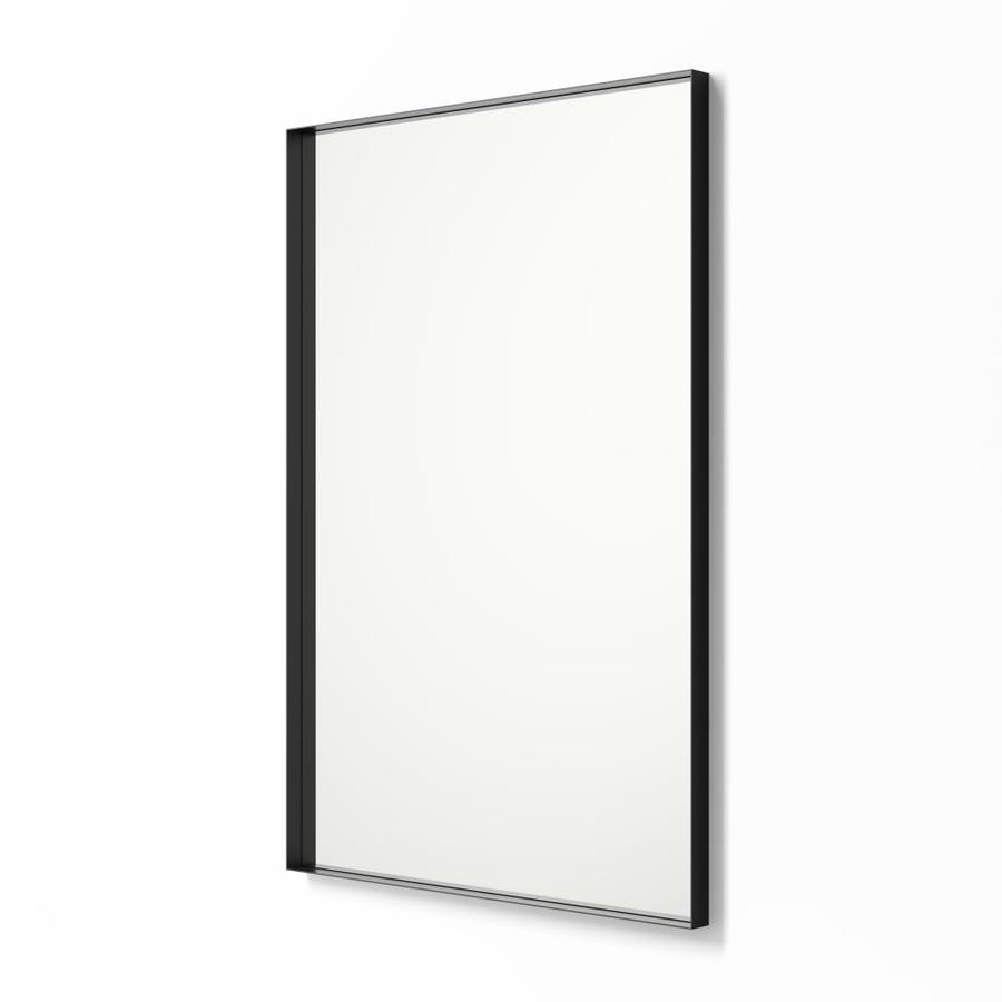 Better Bevel 30in Satin Black Rectangular Bathroom Mirror in the