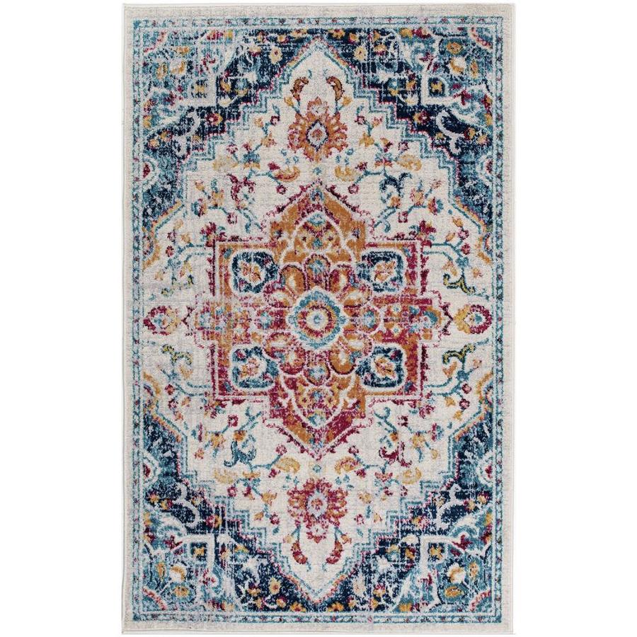 LALUZ Sonia Rectangular Cream/Grey Indoor 4x6Ft Area Rug in the Rugs