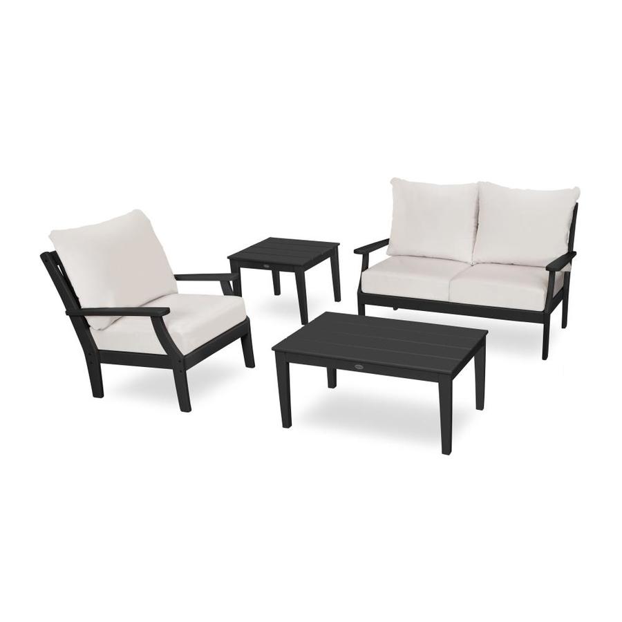 POLYWOOD Braxton 4Piece Plastic Frame Patio Conversation Set with