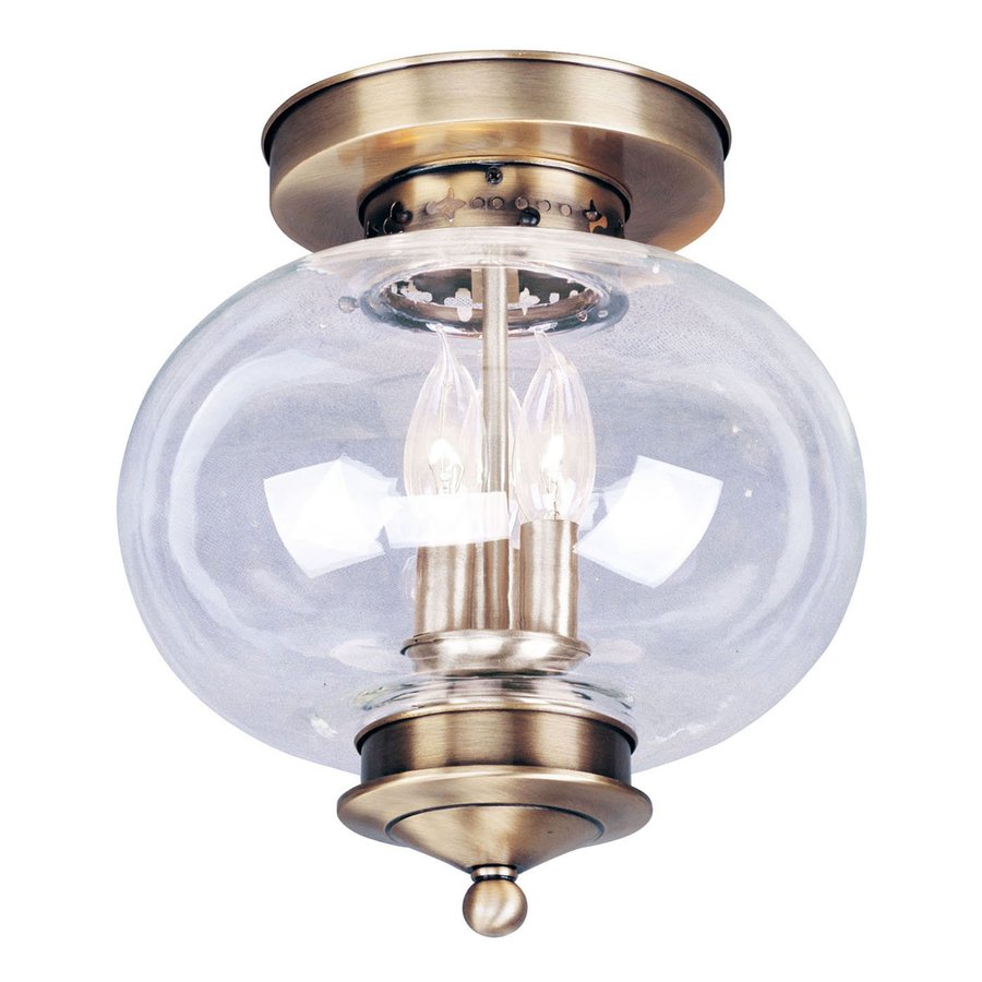 Livex Lighting Harbor 11in Antique Brass Flush Mount Light at