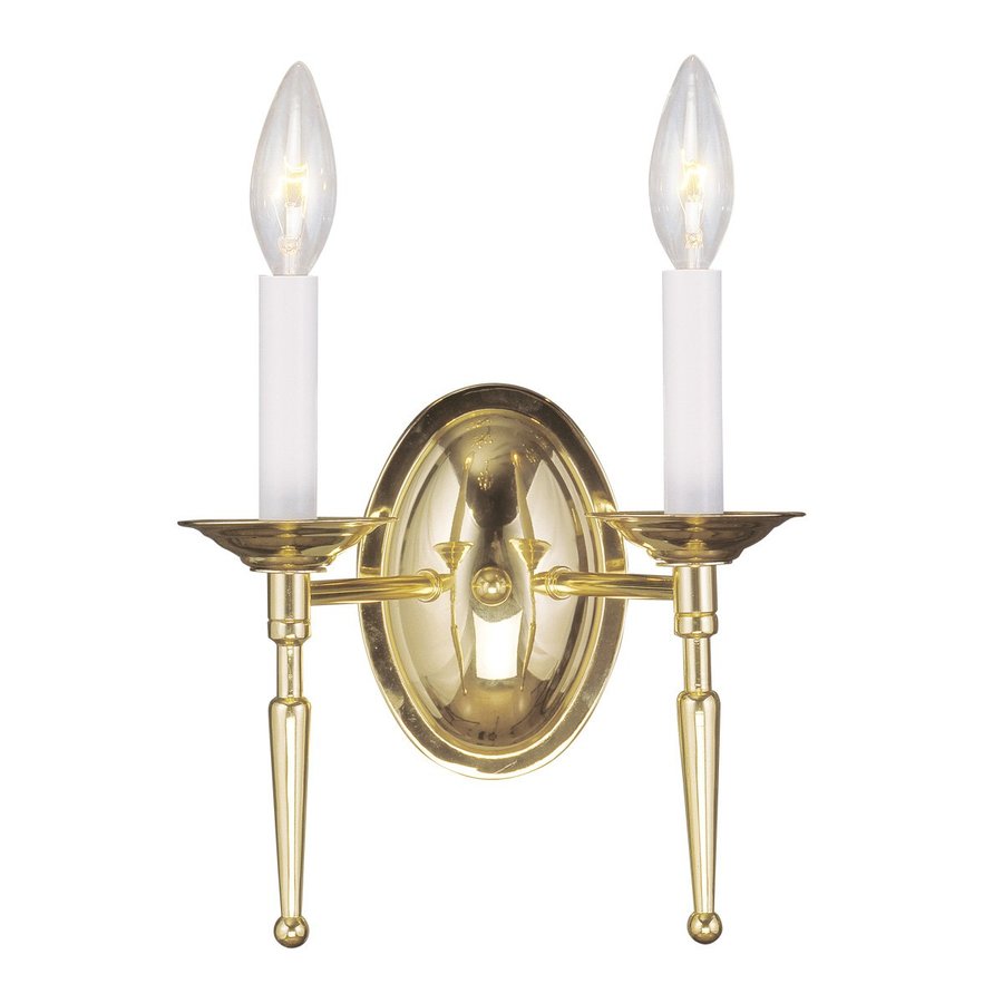 Livex Lighting Williamsburg 9.5in W 2Light Polished Brass Candle Wall