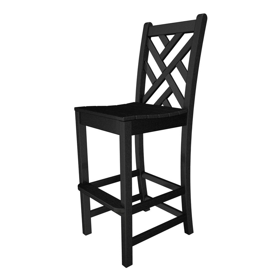 Shop POLYWOOD Chippendale Black Plastic Patio Bar Stool Chair at