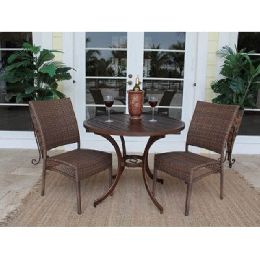 Hospitality Rattan Patio Furniture Sets Hospitality Rattan 3Piece Grenada Woven Aluminum Patio Bistro Set in