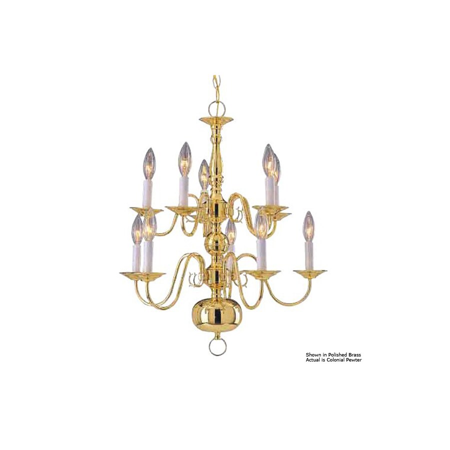 International Lighting 10Light Americana Colonial Pewter Chandelier at