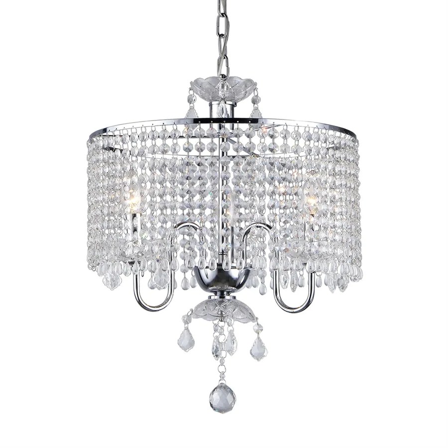 Shop Warehouse of Tiffany 17in 3Light Chrome Crystal Drum Chandelier