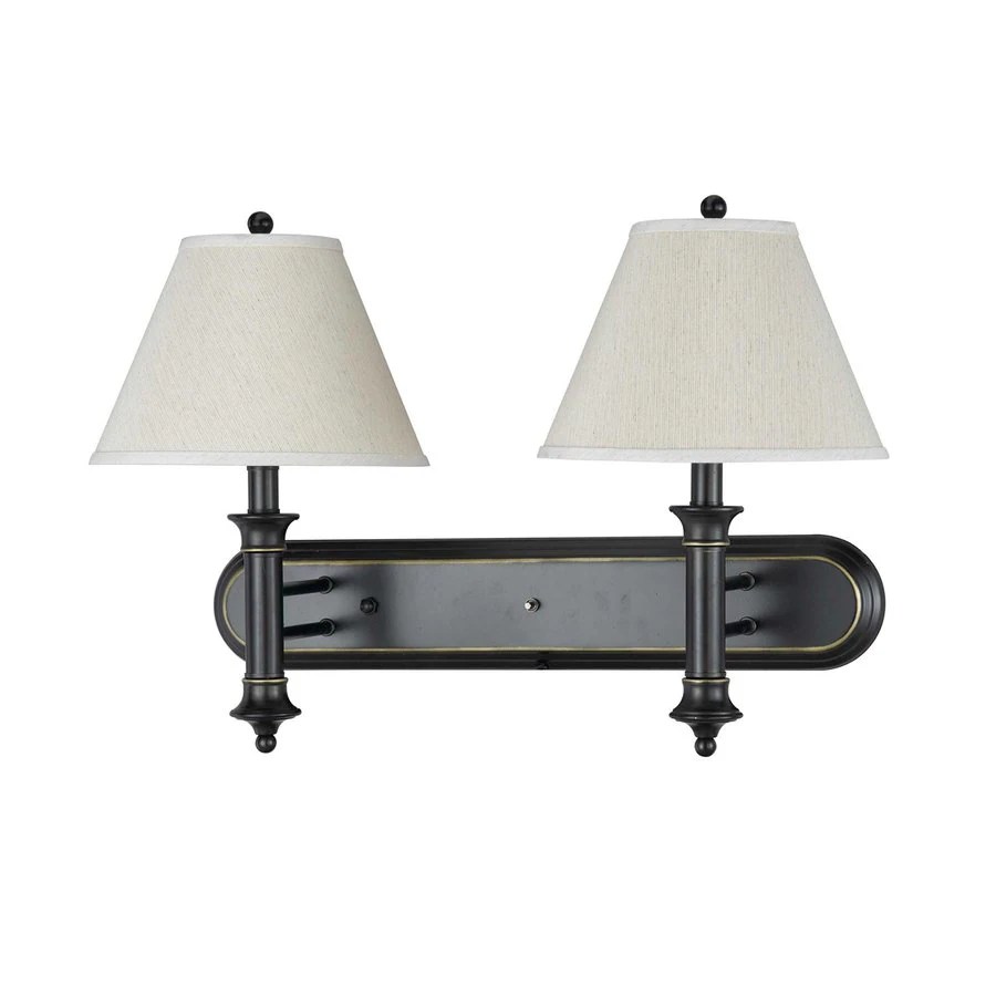 Cal Lighting 24in W 2Light Antique Bronze Arm Plugin Wall Sconce at