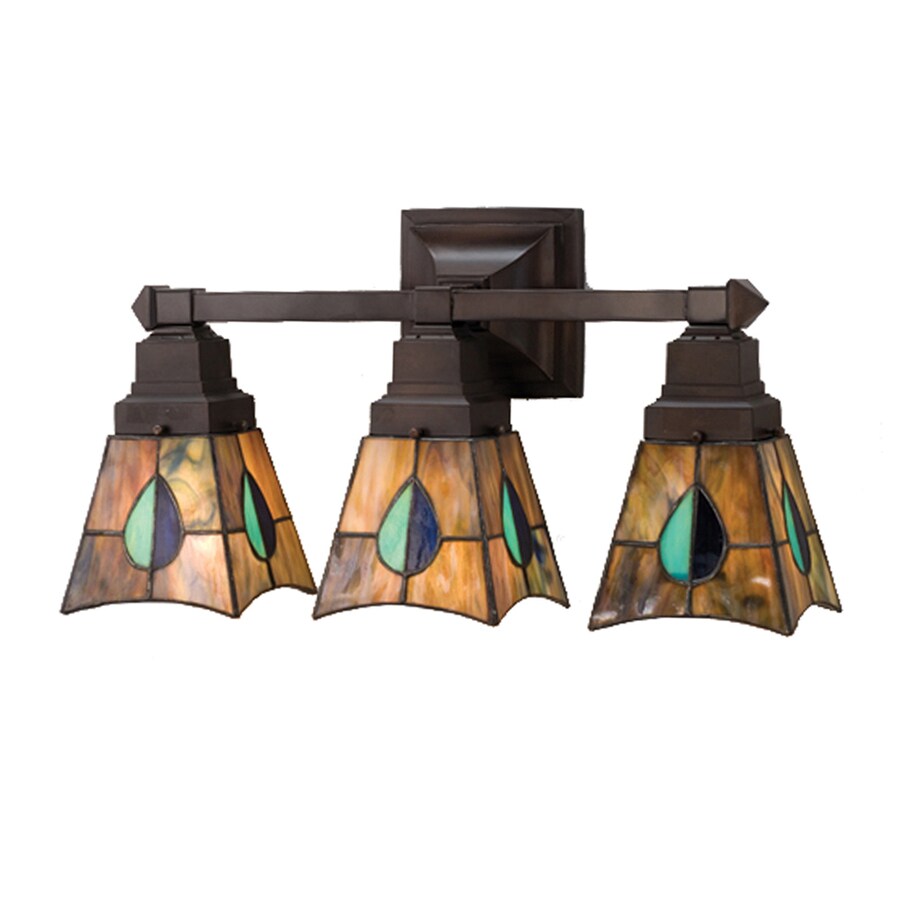 Meyda Tiffany 3Light Mackintosh Leaf Mahogany Bronze Bathroom Vanity