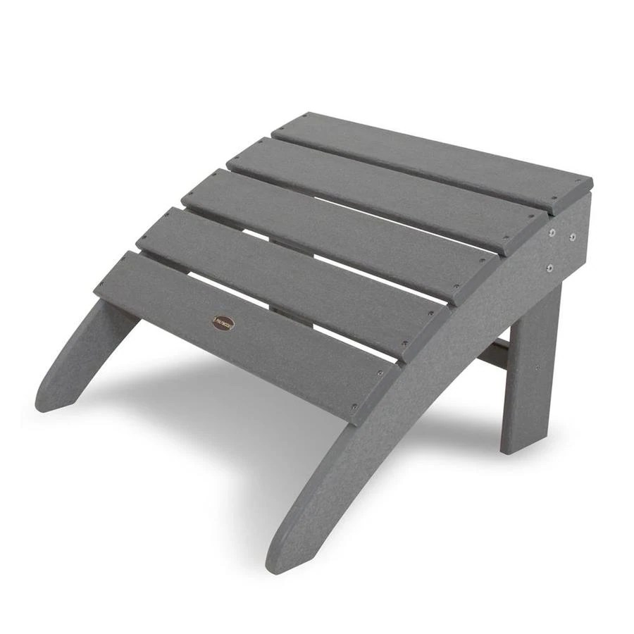 POLYWOOD South Beach Slate Grey Plastic Ottoman in the Outdoor Ottomans