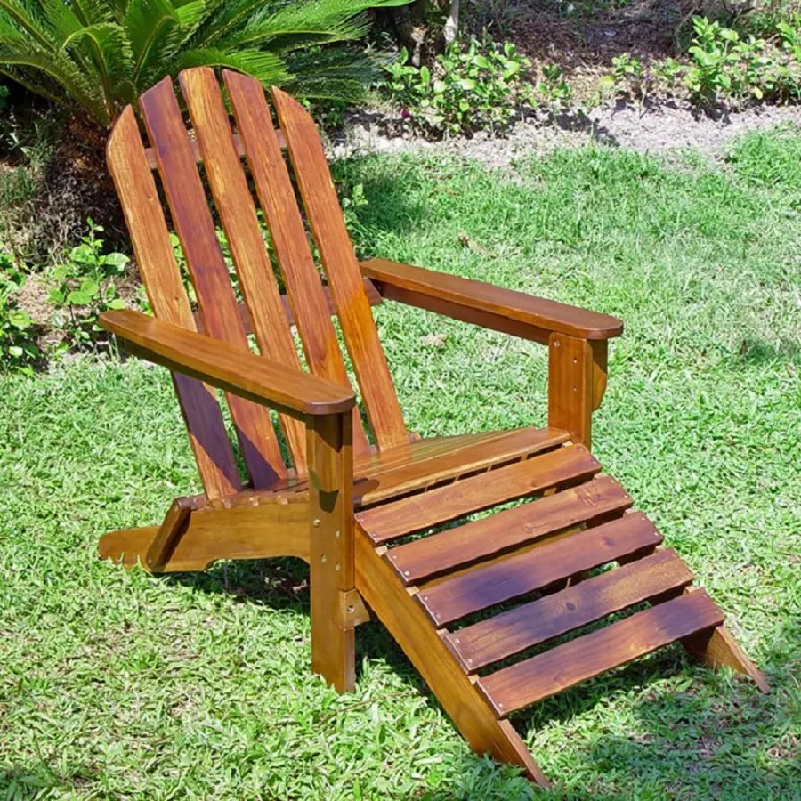 International Caravan Acacia Adirondack Chair with Slat Seat at