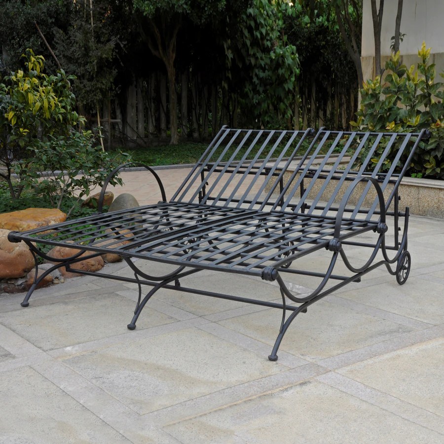 Black Wrought Iron Chaise Lounge Chair Shop International Caravan Antique Black Wrought Iron Patio Chaise