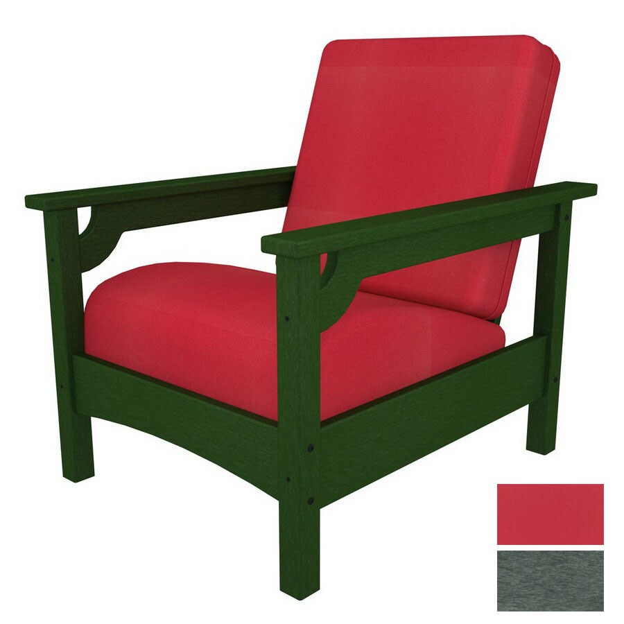 Plastic Cushions For Outdoor Furniture POLYWOOD Deep Seating Club Plastic Patio Chair with Solid Red Cushion