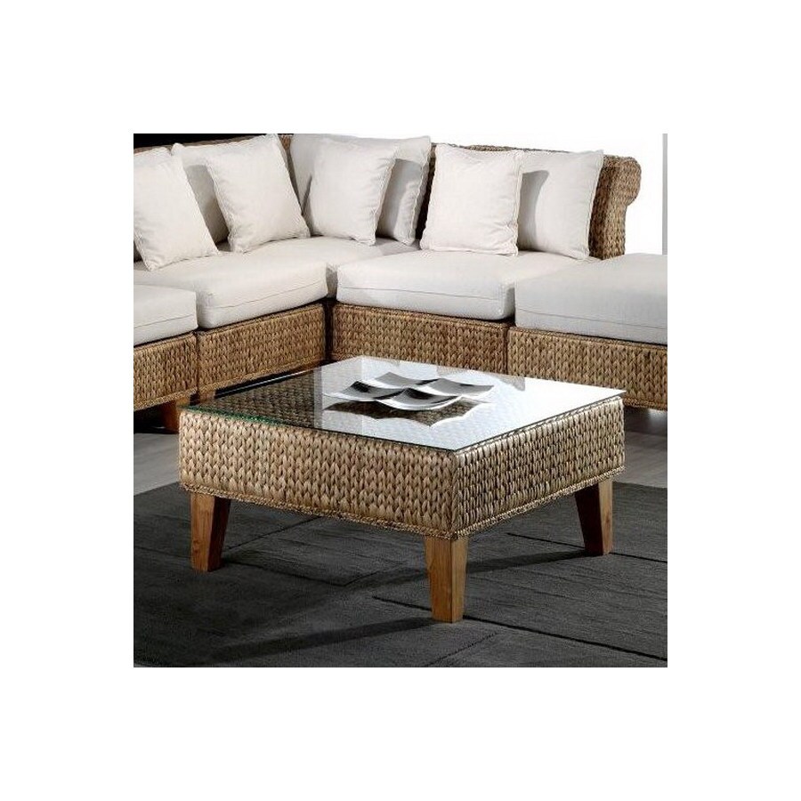 Hospitality Rattan Seagrass Natural Square Coffee Table at