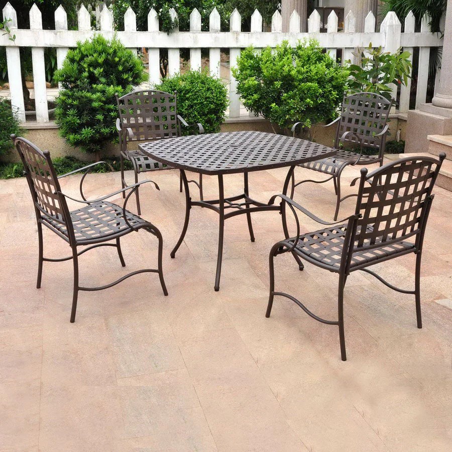 International Caravan 5Piece Mesh Wrought Iron Patio Dining Set in the