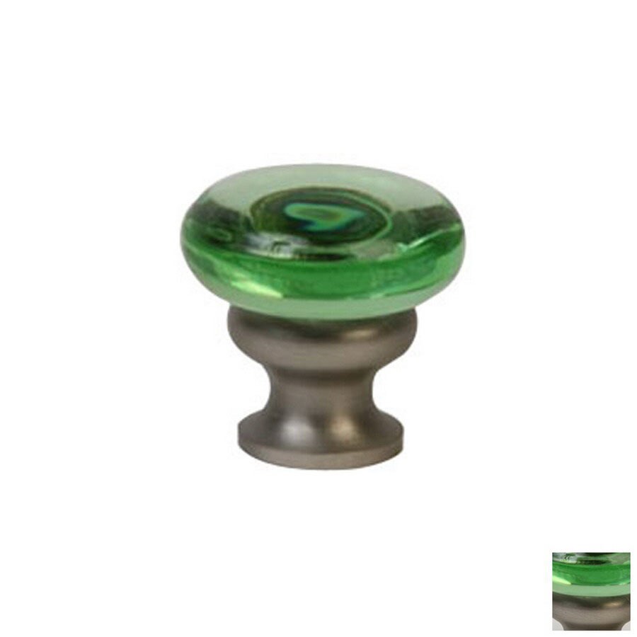 Lew's Hardware Mushroom Glass Transparent Green/Brushed Nickel Round