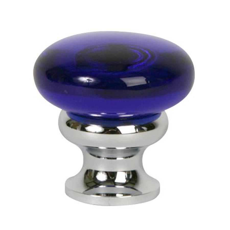 Shop Lew's Hardware Mushroom Glass Transparent Cobalt/Polished Chrome